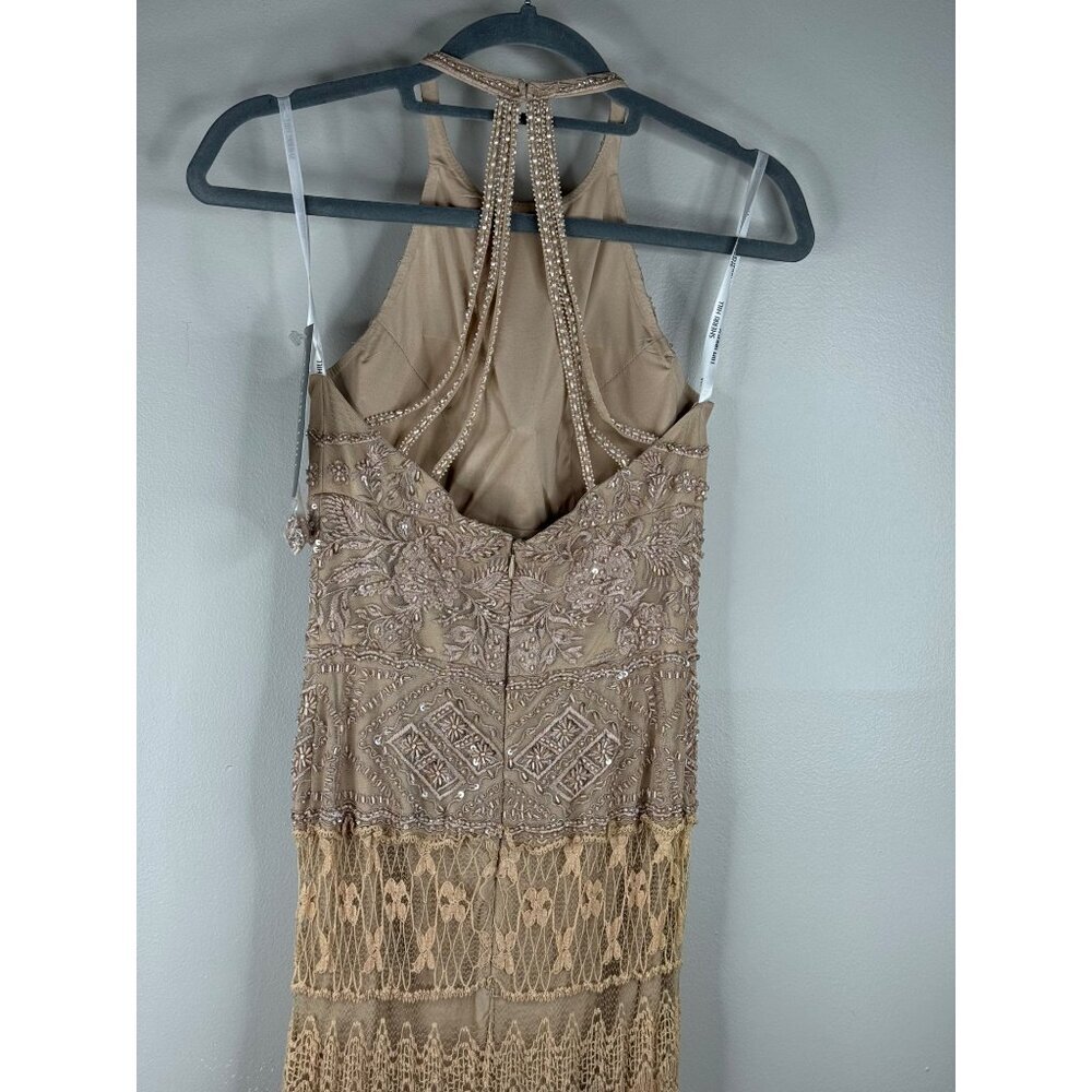 NWT Sherri Hill 52663 Lace halter Neck Maxi Dress High-low Sheer Skirt Size 0 - Picture 9 of 11